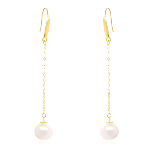 18K Gold Ear Jewelry Freshwater Drop Pearl Earrings